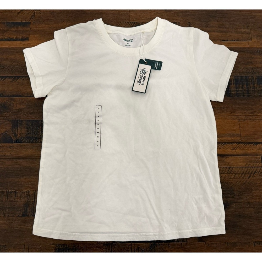 Alpine Design Hiking Womens T-Shirt White Alpine Snow Size M Medium NWT $28